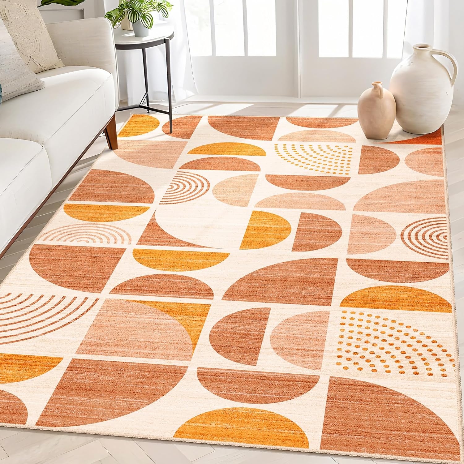 Orange Boho Area Rug